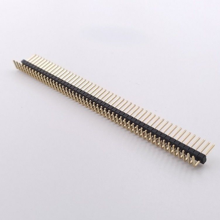 Gold plated Pitch 1.27mm Pin header connector single row 50 Pins Right Angle DIP for PCB Mounting
